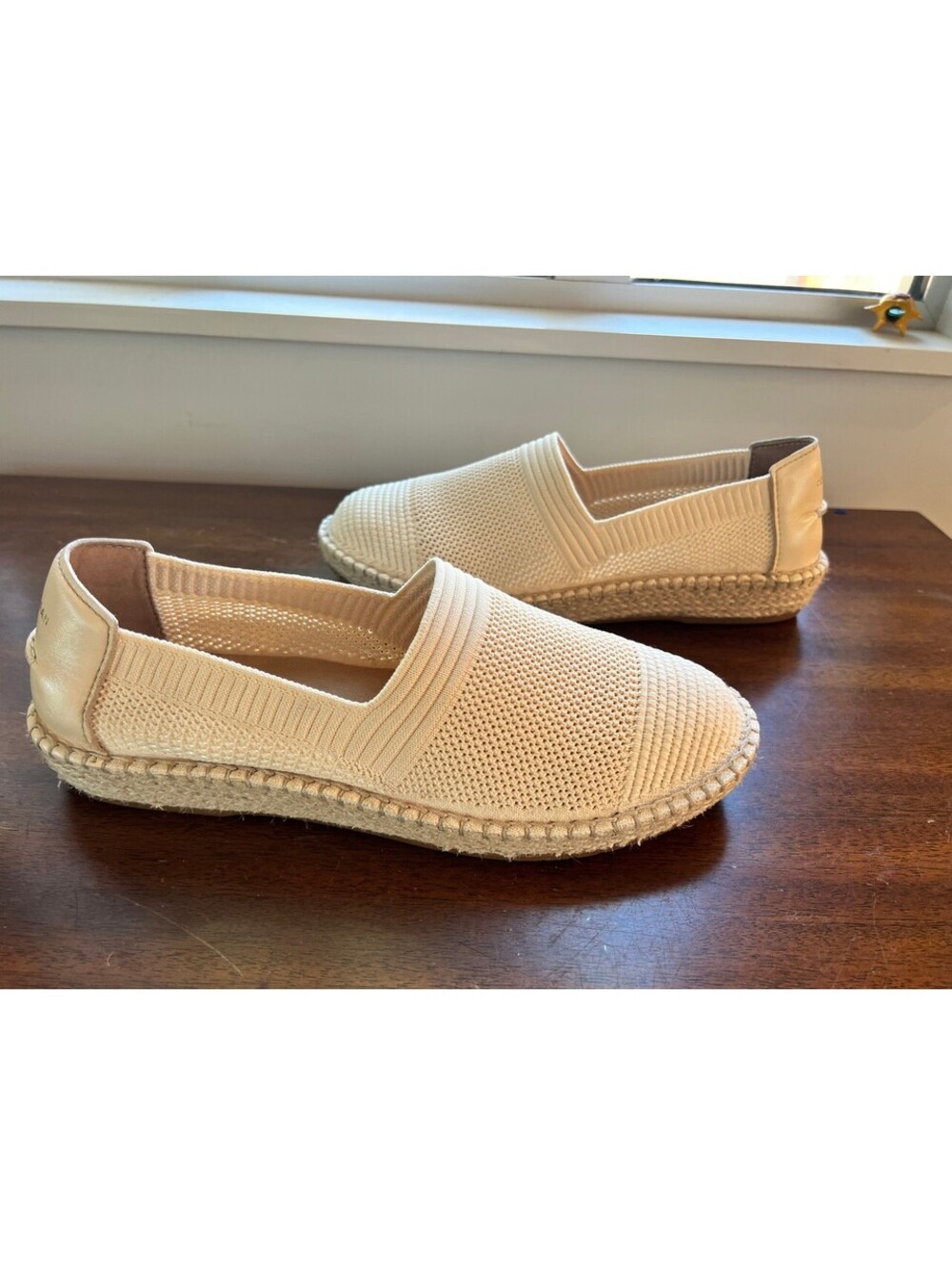 Cole Haan Grand.OS Womens Knit Espadrille Loafers 10B Cream Jute Slip-On